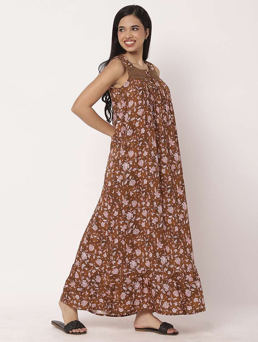 women floral printed sleeveless nighty - 21693983 -  Standard Image - 3