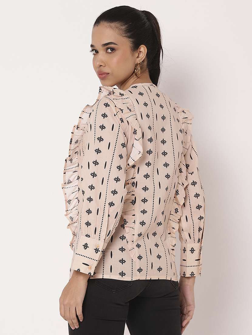 women printed round neck shirt top - 21693984 -  Standard Image - 3