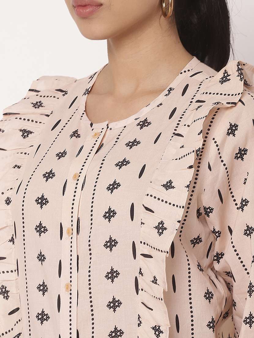 women printed round neck shirt top - 21693984 -  Standard Image - 5