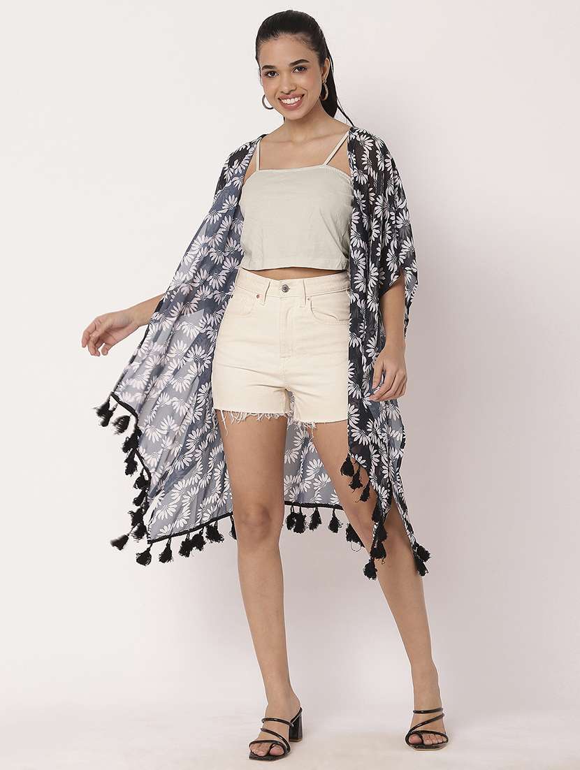 women floral printed asymmetric shrug - 21694006 -  Zoom Image - 0