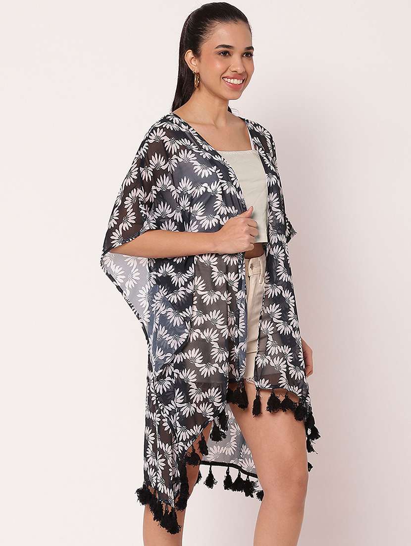women floral printed asymmetric shrug - 21694006 - Standard Image - 3