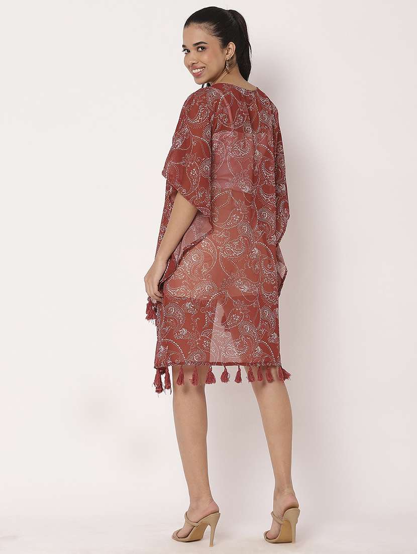 women paisley printed asymmetric shrug - 21694007 -  Standard Image - 3