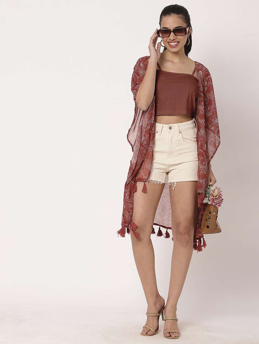 women paisley printed asymmetric shrug - 21694007 -  Standard Image - 5