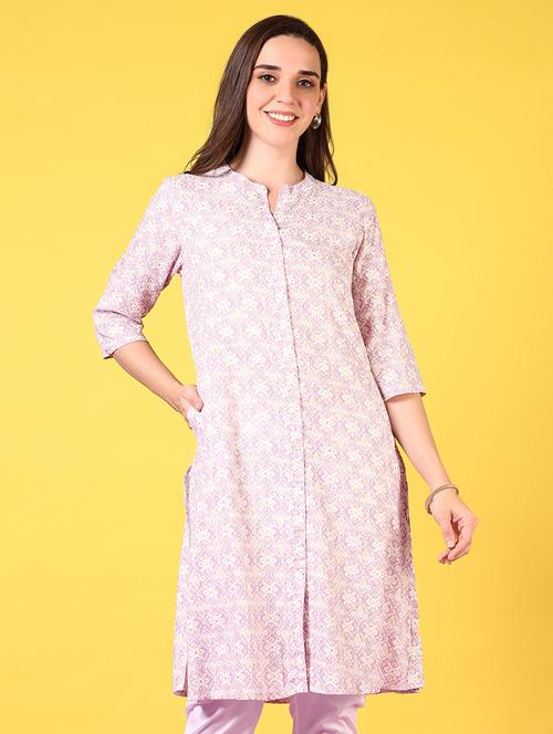 women mandarin neck printed straight kurta - 21694243 - Standard Image - 0