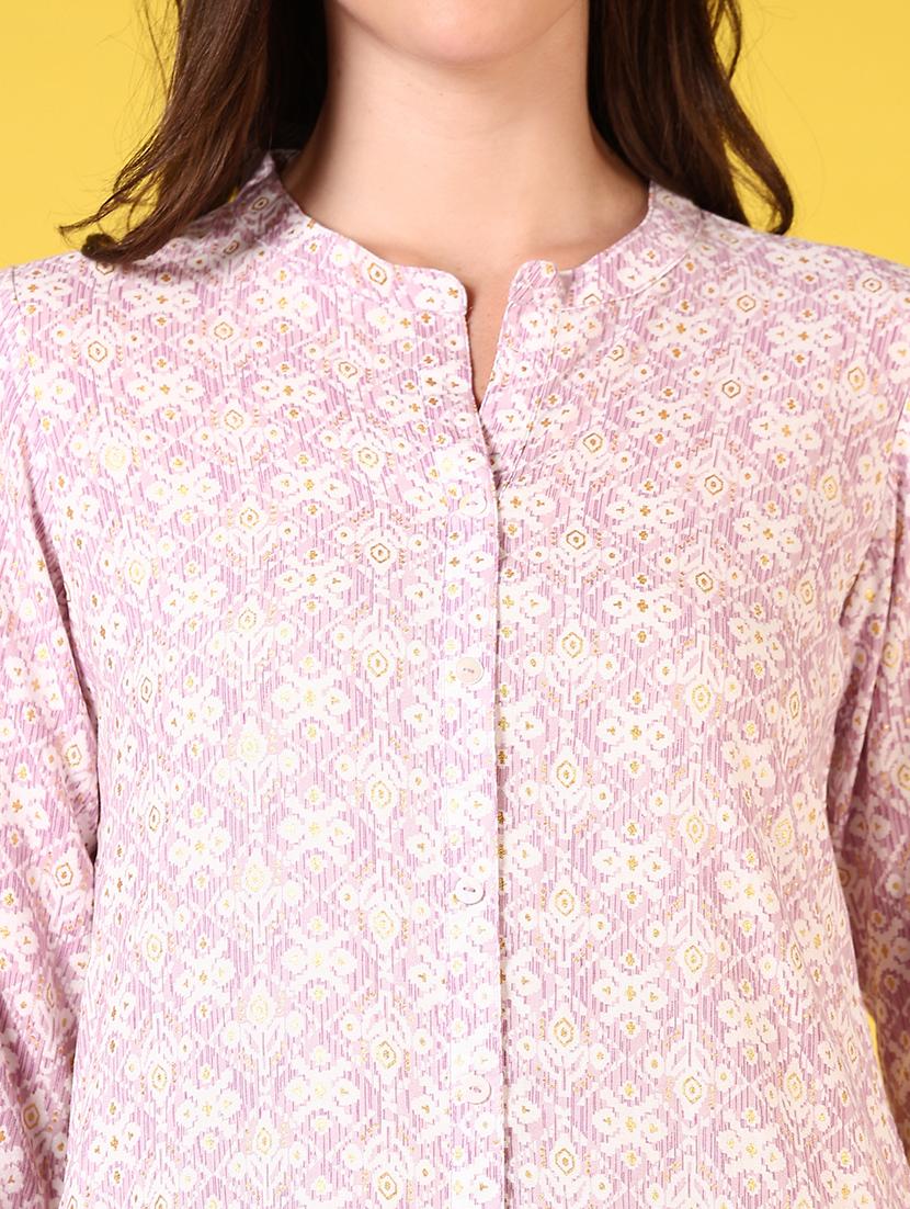women mandarin neck printed straight kurta - 21694243 - Standard Image - 5