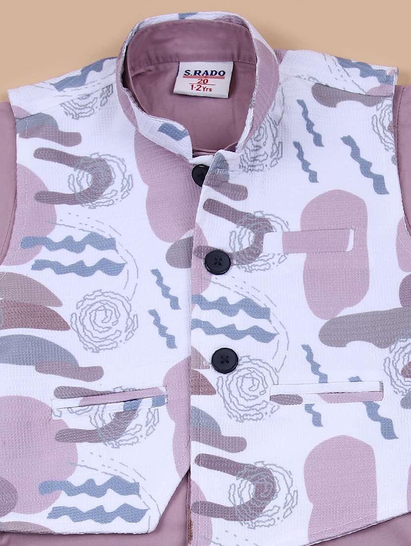 boys printed shirt and shorts with waistcoat  - 21694269 -  Standard Image - 3