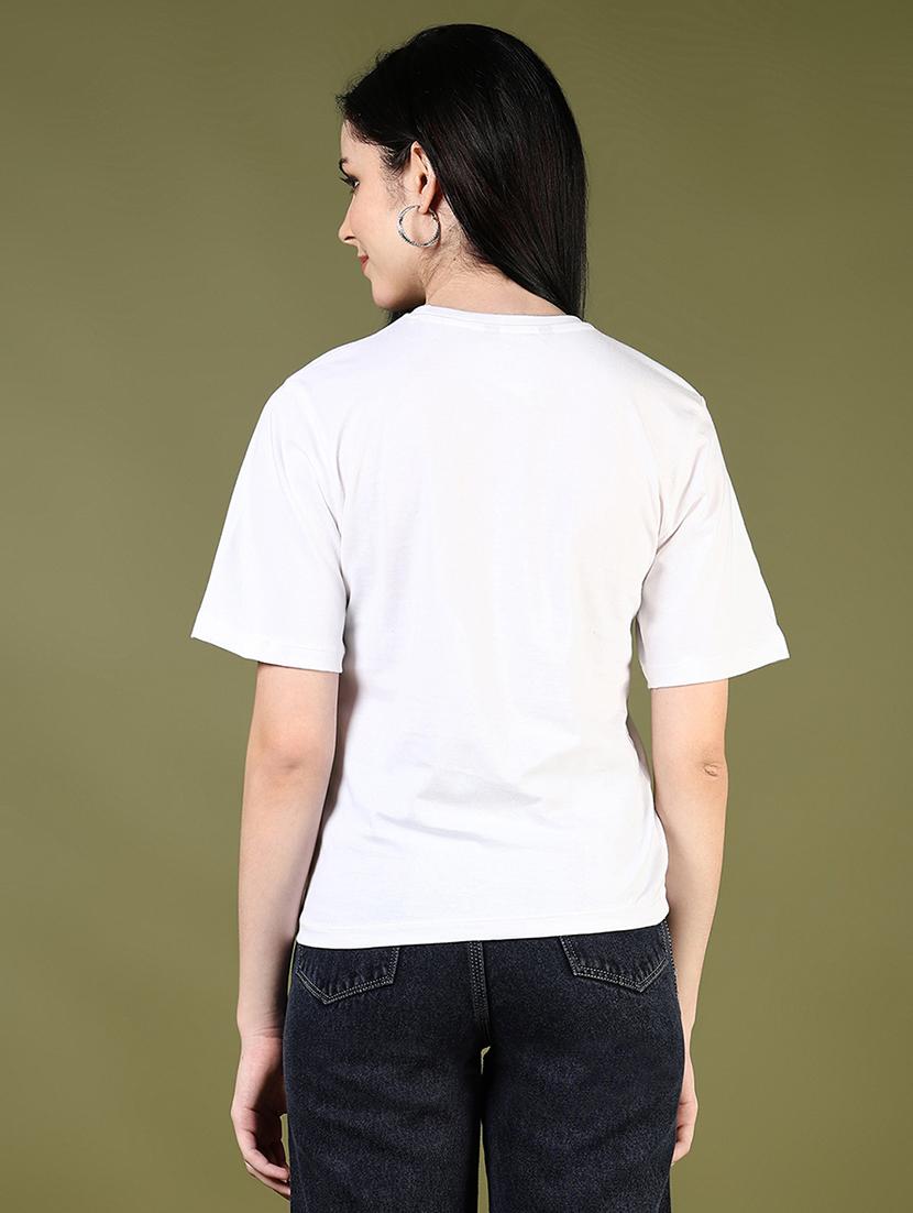 women's white printed regular t-shirt - 21694280 - Standard Image - 3