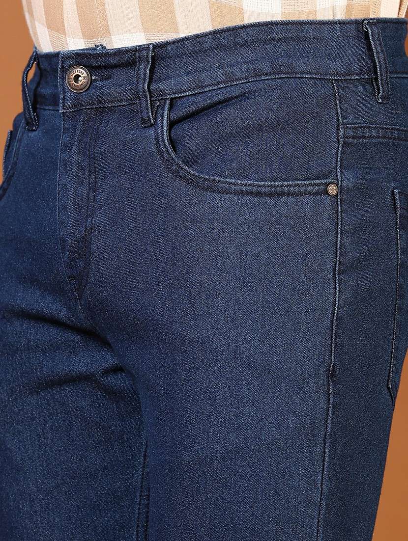 men blue plain mid rise slim fit denim jean - 21694295 -  Standard Image - 5