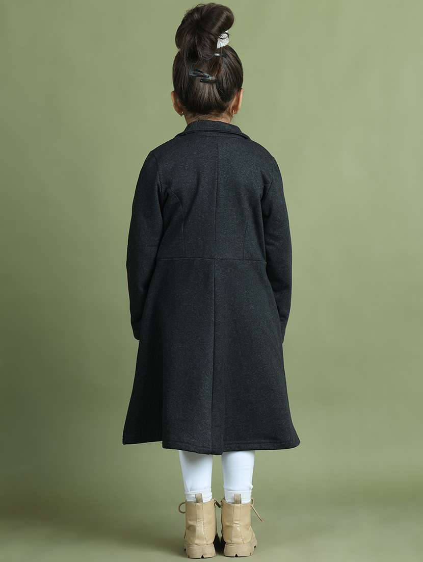 girls long sleeves solid trench coat - 21694634 - Standard Image - 3