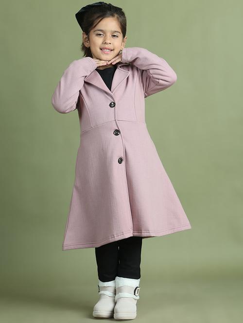 girls long sleeves solid trench coat - 21694635 - Standard Image - 0