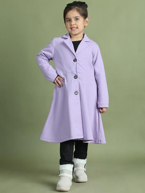 girls long sleeves solid trench coat - 21694638 - Standard Image - 0