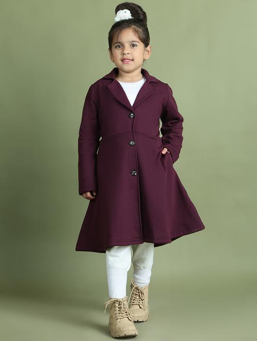 girls long sleeves solid trench coat - 21694641 - Standard Image - 0