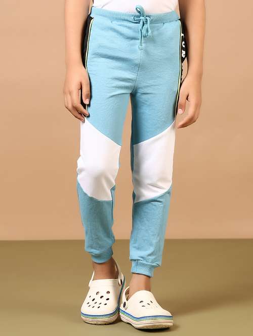 boys light blue color block mid rise jogger - 21694648 -  Standard Image - 0
