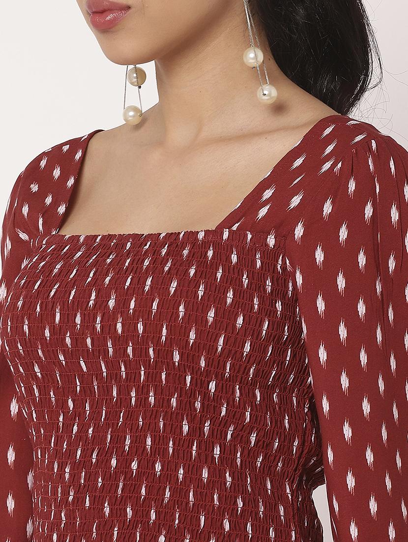 women printed bishop sleeve crop top - 21694658 - Standard Image - 5