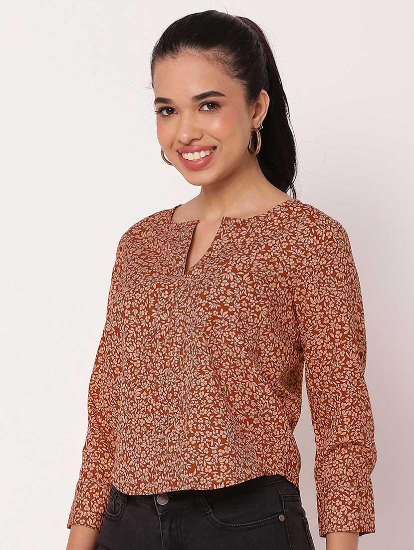 women floral printed notch neck regular top - 21694663 -  Zoom Image - 0