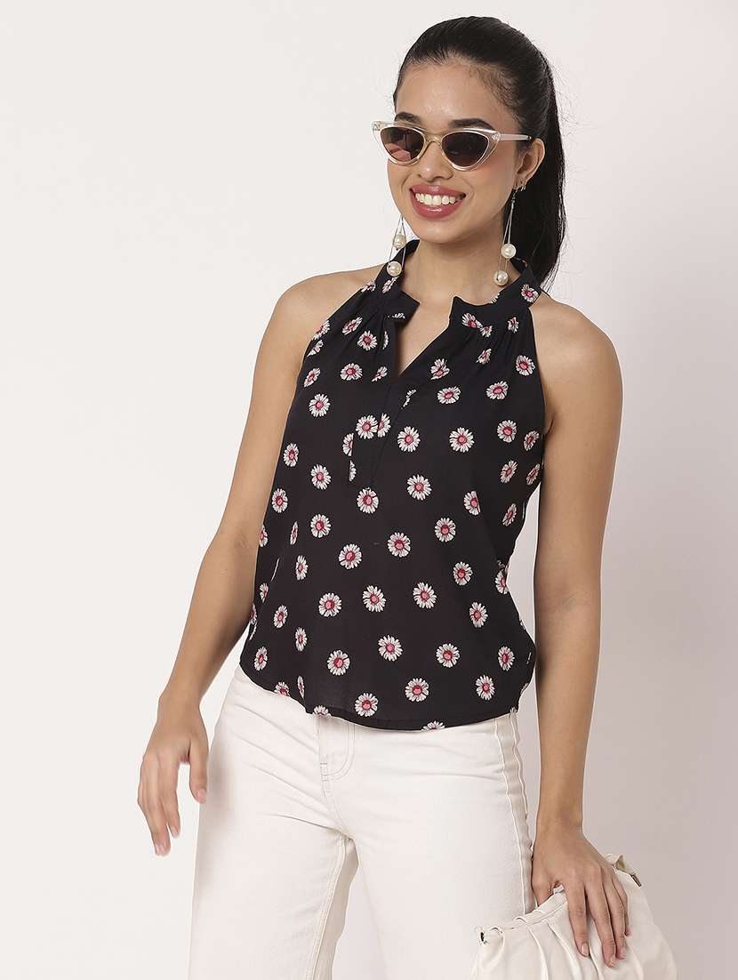 women floral printed sleveless straight top - 21694665 -  Standard Image - 3