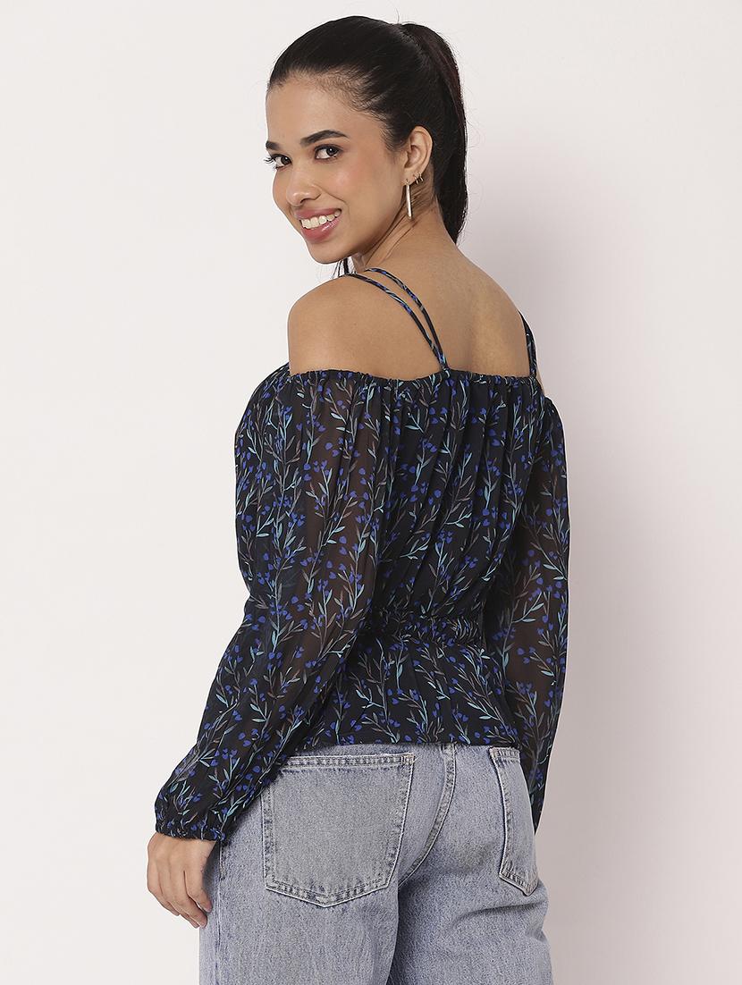 women printed off shoulder neck peplum top - 21694674 - Standard Image - 3