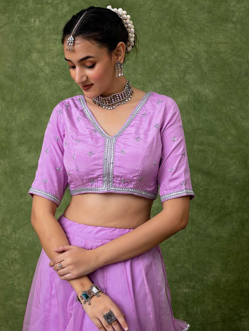 Women Solid Flared Lehenga Choli With Dupatta