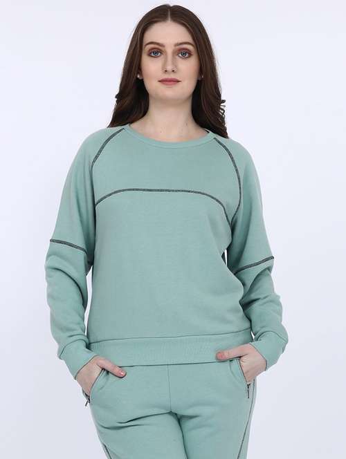 women solid long sleeve sweatshirt - 21694728 -  Standard Image - 0