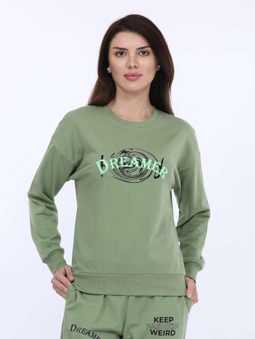 women chest print long sleeve sweatshirt - 21694729 - Standard Image - 0