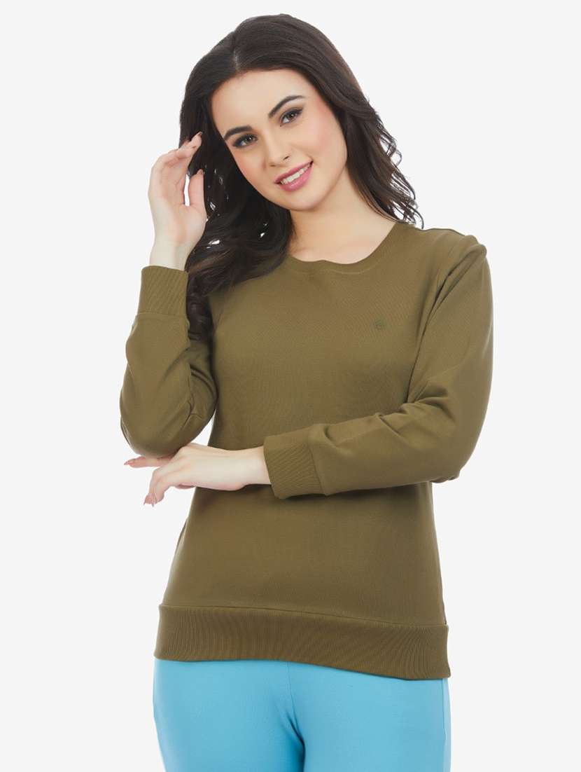 women solid long sleeve sweatshirt