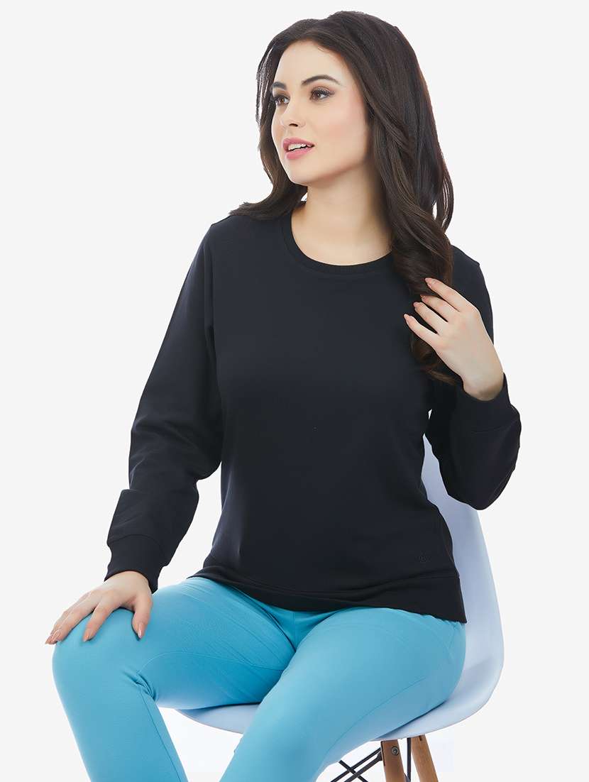 women solid long sleeve sweatshirt - 21694737 -  Standard Image - 3