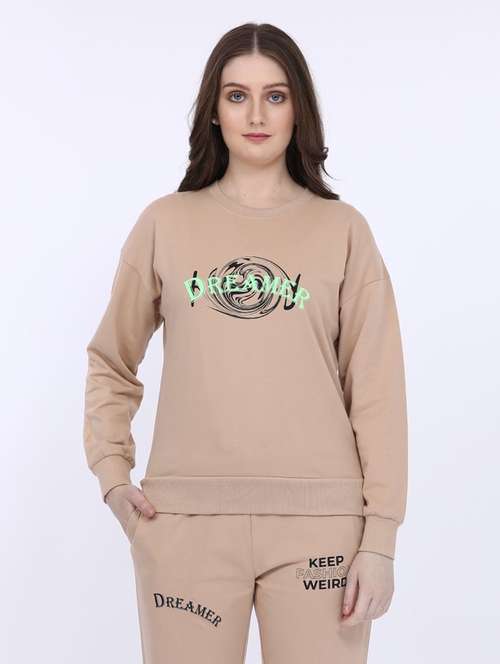 women chest print long sleeve sweatshirt - 21694738 - Standard Image - 0
