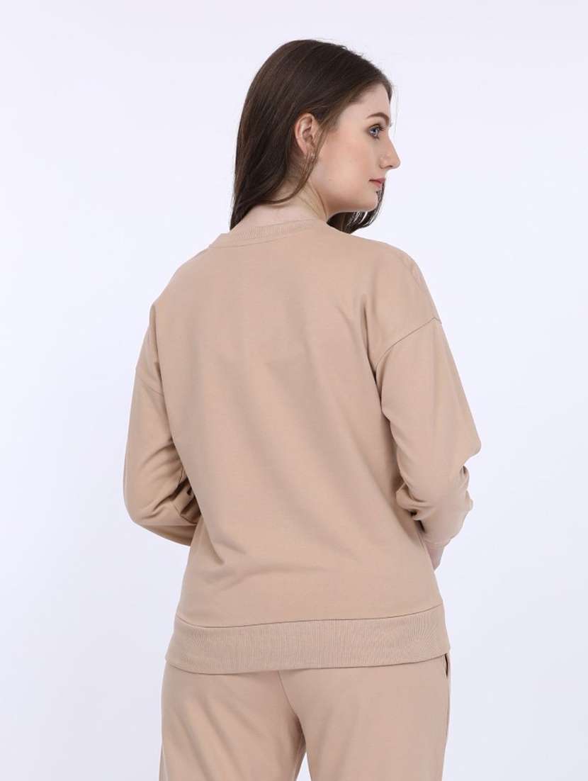 women chest print long sleeve sweatshirt - 21694738 - Standard Image - 3