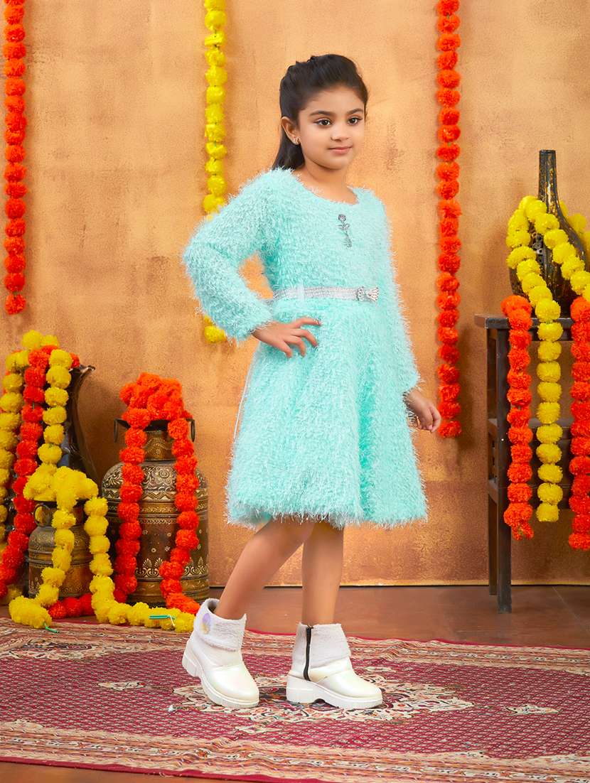 girls self designed winter wear frock - 21694844 -  Standard Image - 3