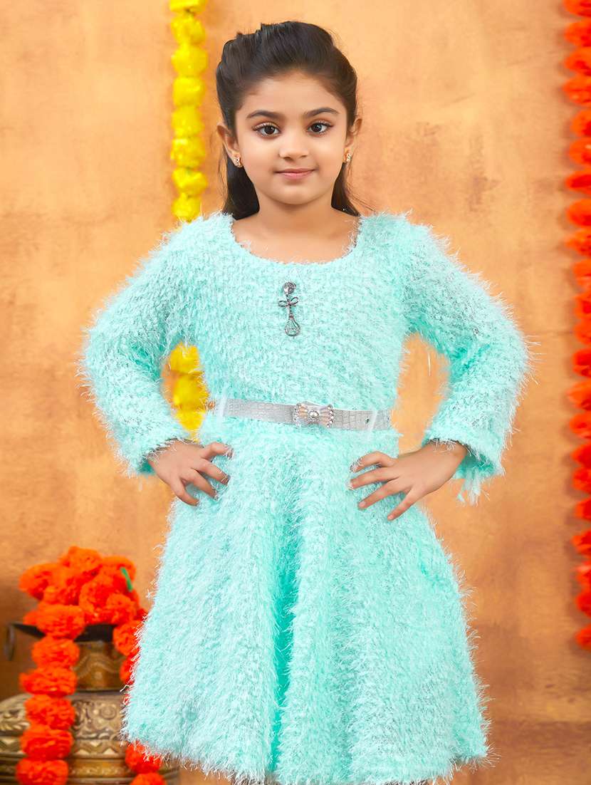 girls self designed winter wear frock - 21694844 -  Standard Image - 5
