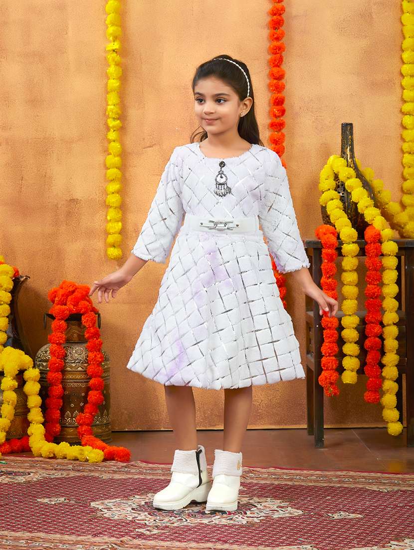 girls self designed winter wear frock