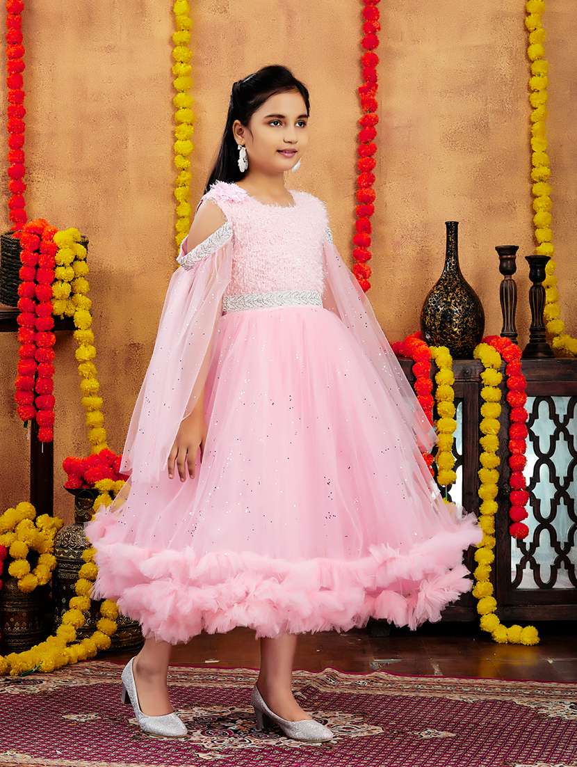 girls embellished round neck party wear gown - 21694857 - Standard Image - 3