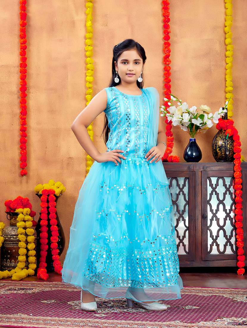 girls embroidered lehenga choli set with dupatta - 21694925 -  Standard Image - 3