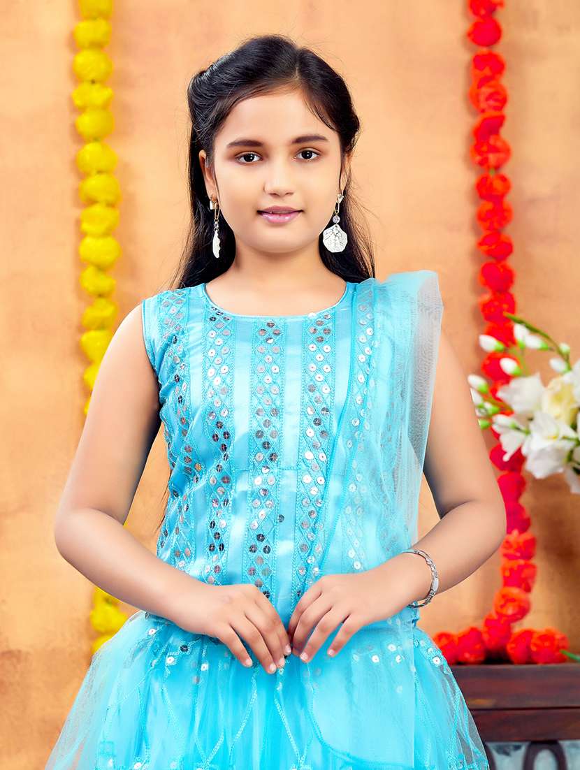 girls embroidered lehenga choli set with dupatta - 21694925 -  Standard Image - 5