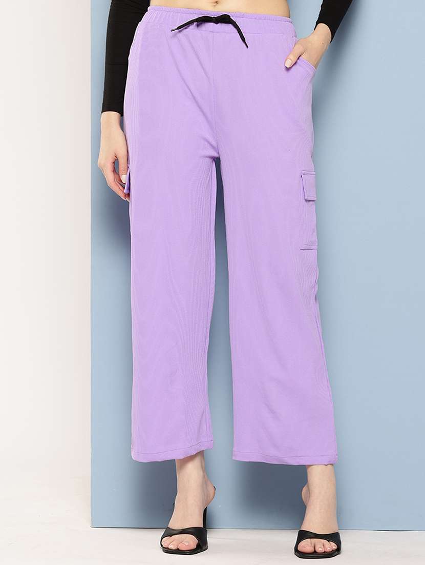 women mid rise solid cargo - 21694934 - Zoom Image - 0