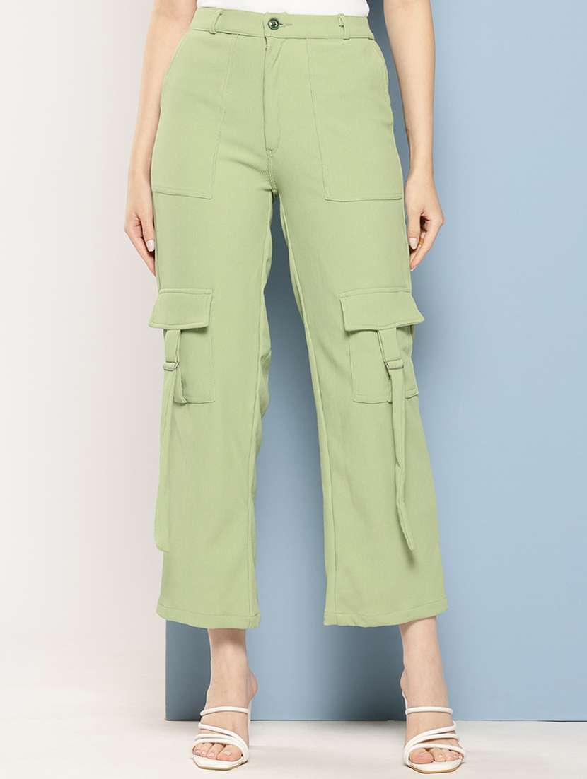 women mid rise solid cargo