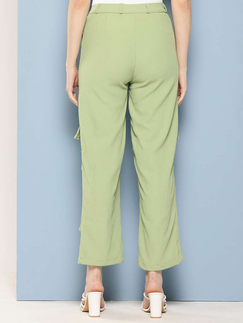 women mid rise solid cargo - 21694938 - Standard Image - 3