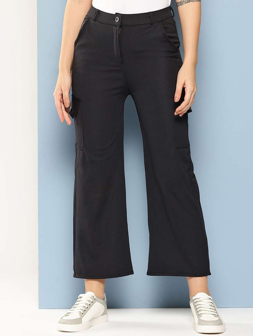 women mid rise solid cargo