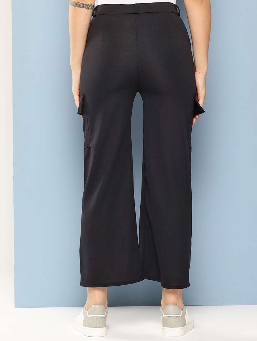 women mid rise solid cargo - 21694941 -  Standard Image - 3