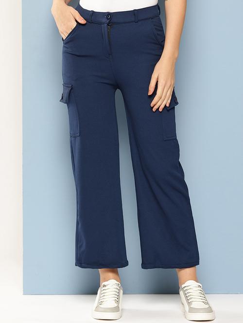 women mid rise solid cargo - 21694943 -  Standard Image - 0
