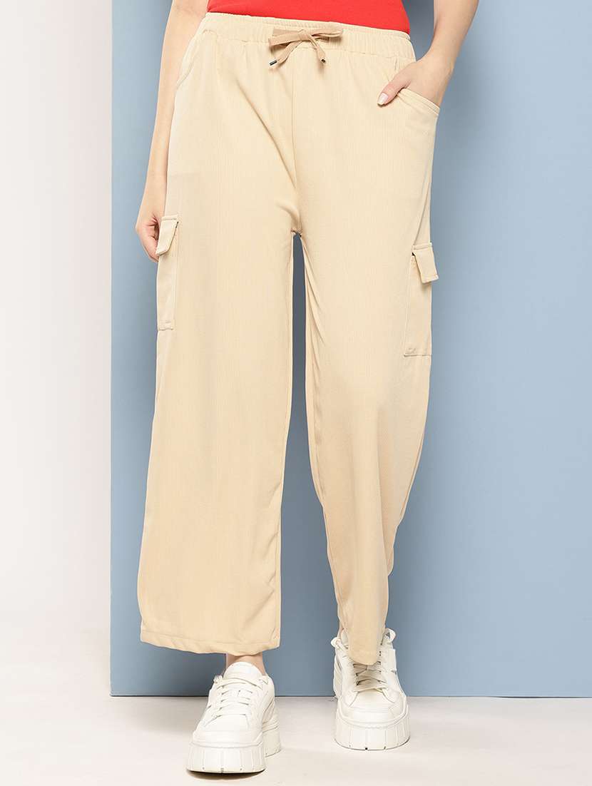 women mid rise solid cargo