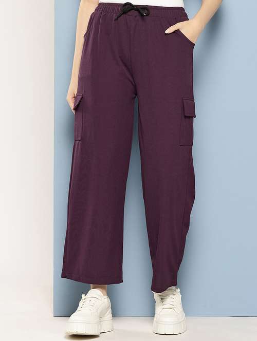 women mid rise solid cargo - 21694954 -  Standard Image - 0