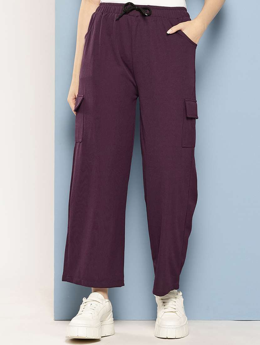 women mid rise solid cargo