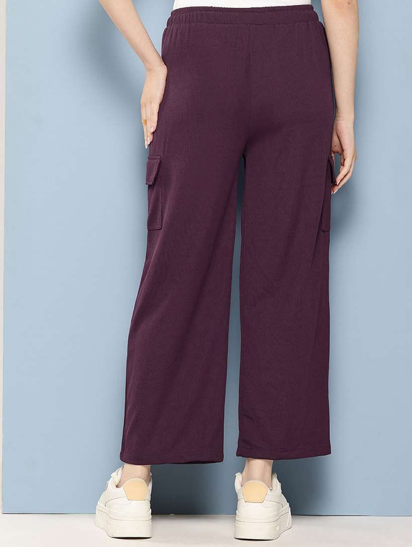 women mid rise solid cargo - 21694954 -  Standard Image - 3