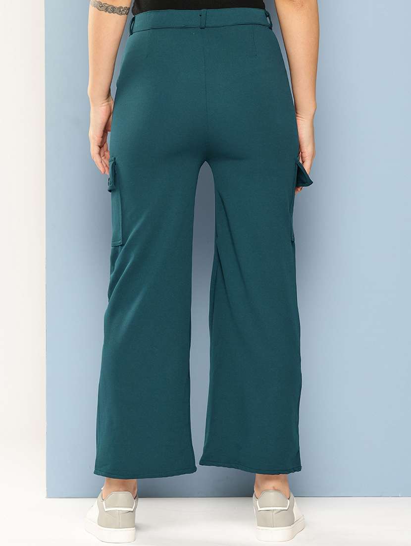 women mid rise solid cargo - 21694956 -  Standard Image - 3