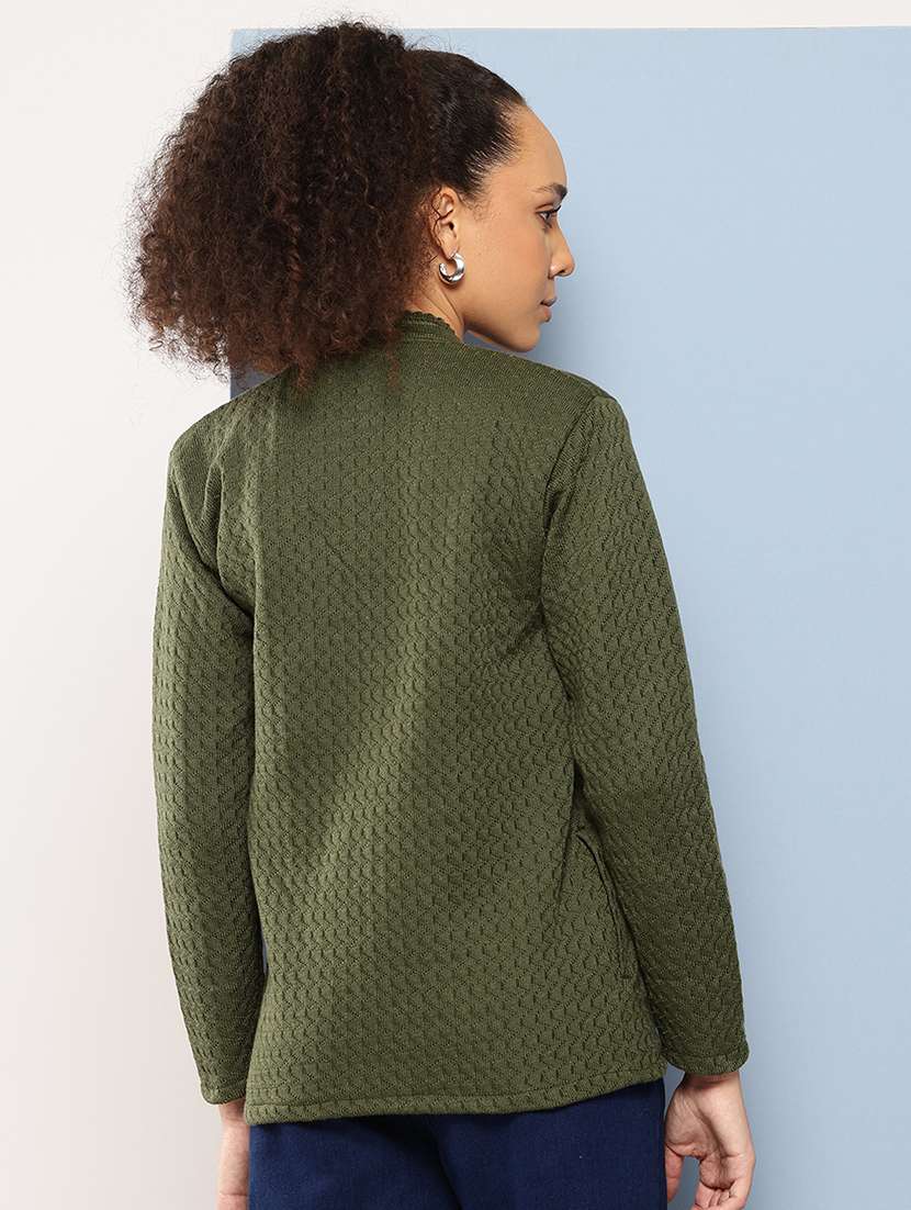 women long sleeves self design cardigan - 21694964 - Standard Image - 3