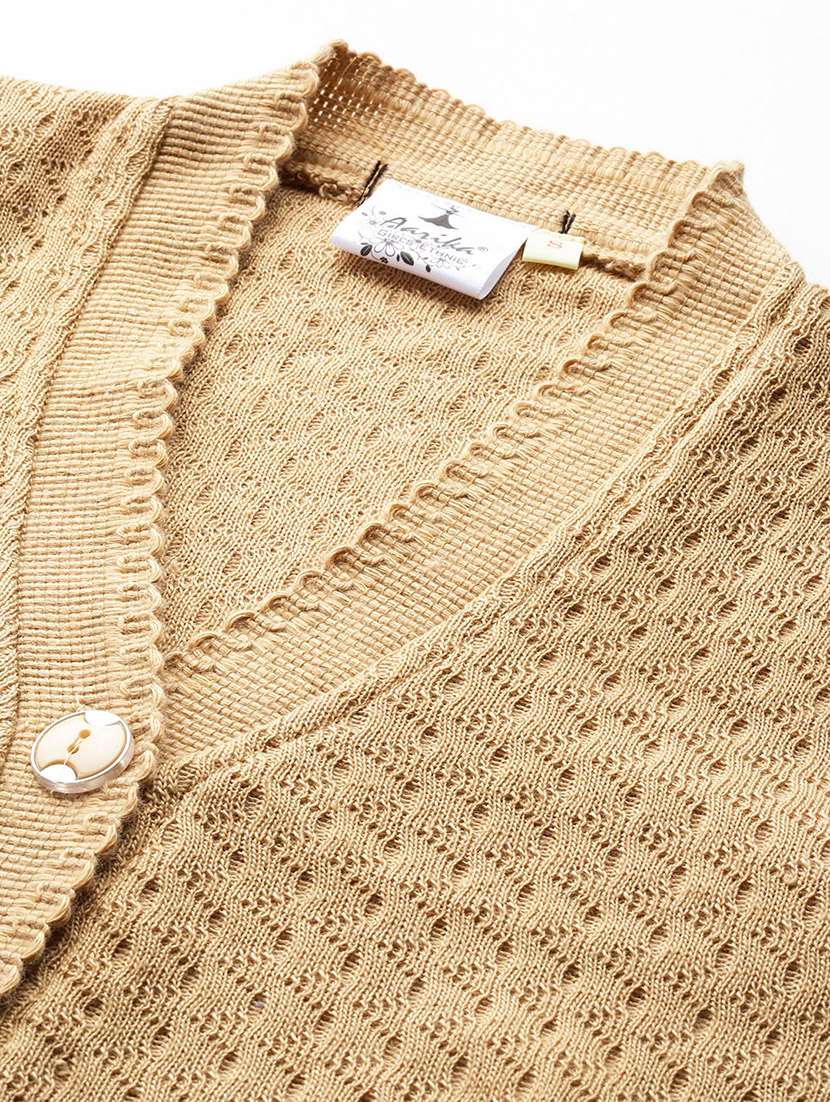 women long sleeves self design cardigan - 21694965 -  Standard Image - 5
