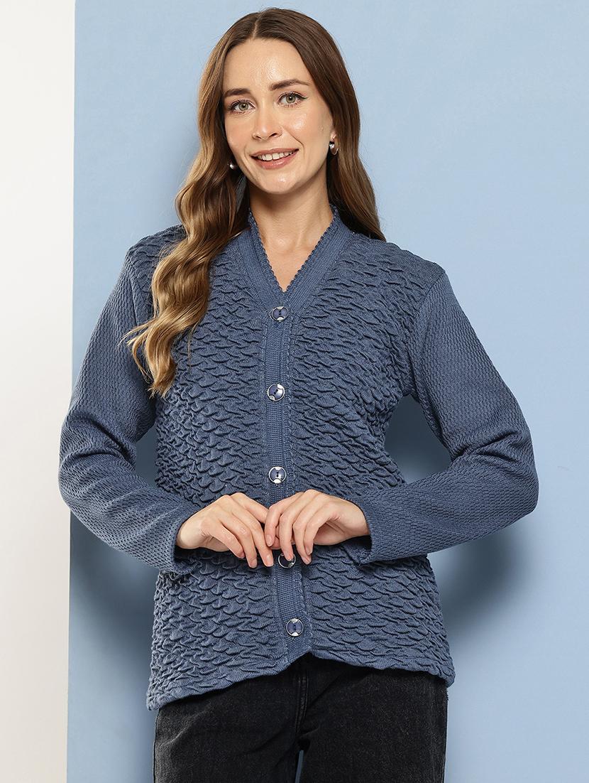 women long sleeves self design cardigan - 21694974 - Zoom Image - 0