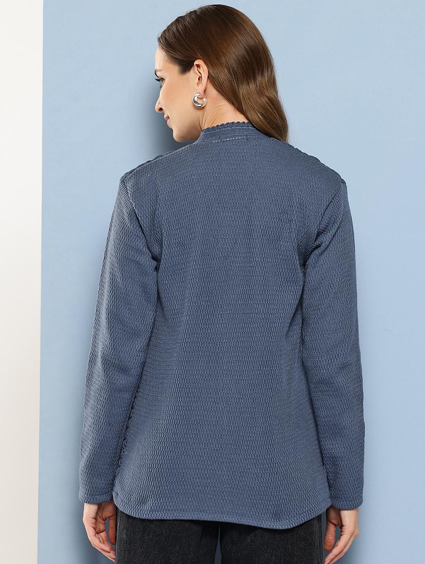 women long sleeves self design cardigan - 21694974 - Standard Image - 3