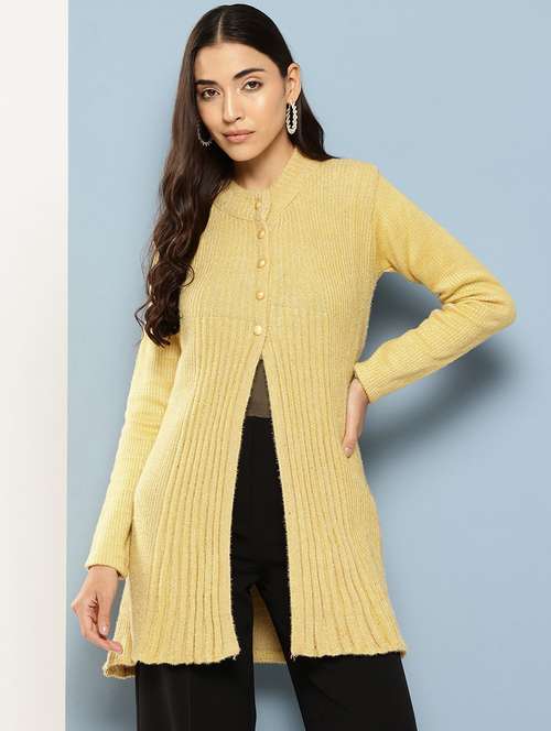 women long sleeves self design cardigan - 21694978 -  Standard Image - 0
